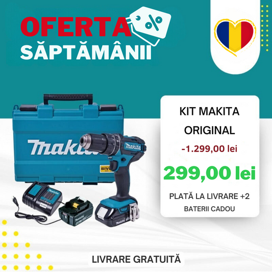 KIT ORIGINAL MAKITA: Burghiu cu impact puternic + 45 ACCESORII + 2 BATERIE 48v - SUPER PROMOTIE